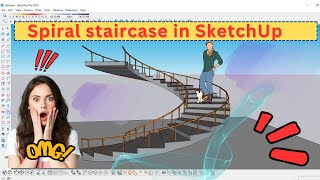 spiral staircase in SketchUp [upl. by Hamfurd939]