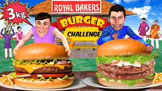 3 Kg Mutton Burger Eating Challenge Street Food Hindi Kahaniya Moral Stories New Funny Comedy Video [upl. by Strephon439]