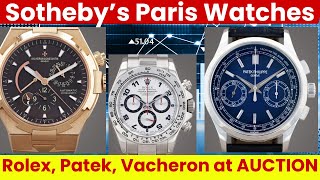 Sothebys Paris Watch Auction Preview Vacheron Rolex Patek Vintage amp Modern [upl. by Milah292]