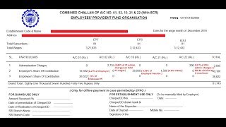 PF Challan Calculation 2017 amp PF Challan Account Details [upl. by Nosille]