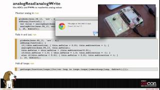 Bonescript physical computing on NodeJS under Linux demo from OSCON 2012 [upl. by Omrelliug]