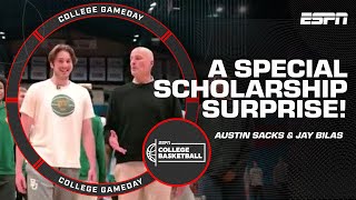 Baylor basketballs Austin Sacks gets SURPRISED with a SCHOLARSHIP 🥹  College GameDay [upl. by Ahsac]