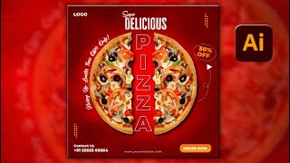 Illustrator CC Tutorial  Graphic Design  Pizza Restaurant Flyer Poster Design [upl. by Nosloc]