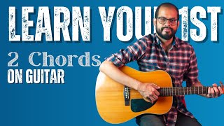 Learn your First 2 Chords on Guitar  E minor amp Asus2 chords [upl. by Ainala]