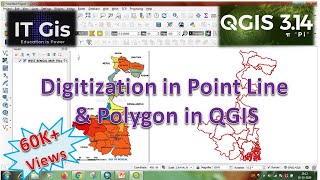 Digitization in QGIS  Digitization in point line and Polygon in QGIS  IT GIS  QGIS [upl. by Alauqahs93]