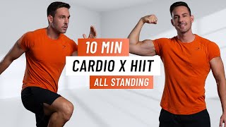 10 MIN CARDIO HIIT WORKOUT  ALL STANDING  Fat Burning Home Workout No Equipment [upl. by Ydnew415]