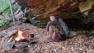 Old School Survival Camping  No Tent No Sleeping Bag  Exploring Appalachia [upl. by Ahsenid]