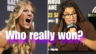 Julianna Pena vs Kayla Harrison Presser Exchange Breakdown and score [upl. by Nnylyma93]