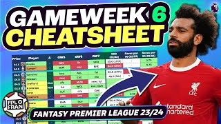 FPL GW6 CHEATSHEET amp Transfer Tips  Fantasy Premier League 202324 [upl. by Sidwel800]