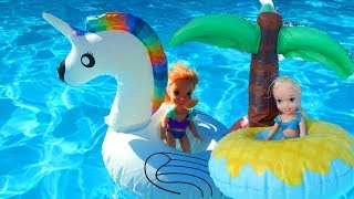 Elsa and Anna Toddlers play at the Swimming pool on their Fun new Floaties [upl. by Ientirb598]