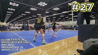 Elizabeth Petelin Middle Blocker 16U  Nike MidEast Qualifier In Indianapolis [upl. by Anton]