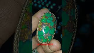 Batu pirus hijau Persia jumbo lawasan natural ikat perak hand made [upl. by Usanis]