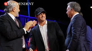 Golf star Bryson DeChambeau brought onstage as Trump claims victory [upl. by Ramej199]