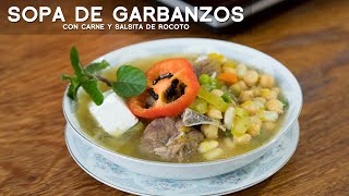 COMO PREPARAR SOPA DE GARBANZOS CON CARNE  ACOMERPE  COMIDA PERUANA [upl. by Ricoriki]