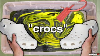 HYDRO Dipping Crocs  Off White Custom Shoes Satisfying [upl. by Llenrev]