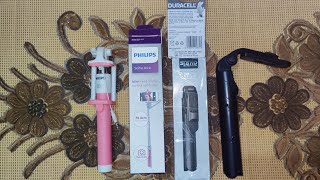 Selfie Stick BlueTooth Tripod For Smartphones  Philips DLK3611NP vs XT02  Duracell Battery CR2032 [upl. by Chae797]