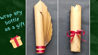 How to wrap a wine bottleany bottle as a gift  amezing gift wrapping ideas christmas gift [upl. by Assenab385]