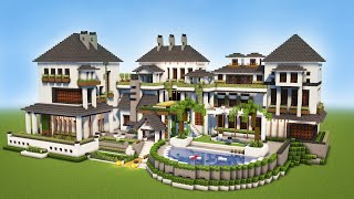 Minecraft Big Modern House  Mansion Tutorial   How to Make Realistic Modern House  2022 [upl. by Ylrac]