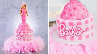 HI BARBIE Barbie The Movie CAKE  Fluffy DIY Cake Stand Super Easy [upl. by Strauss478]