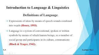 Introduction to Language amp Linguistics  Lesson  1 [upl. by Hemingway194]