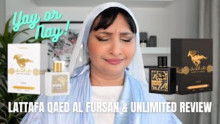 LATTAFA QAED AL FURSAN amp UNLIMITED REVIEW  MIDDLE EASTERN ARABIAN PERFUME REVIEW simsquad [upl. by Stoddart177]