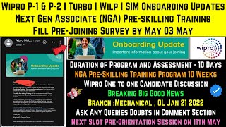 Wipro Onboarding Updates Next Gen NGA Preskilling Training  Fill PreJoining Survey by May 3 May [upl. by Adnaram]