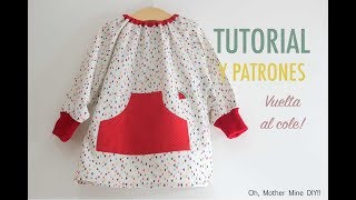 DIY La vuelta al cole baby mandilon o bata para guardería patrones incluidos [upl. by Yenaled434]