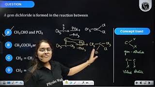 A gem dichloride is formed in the reaction between [upl. by Vachil]