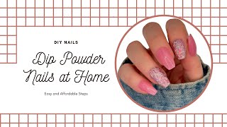 Dip Powder Nails  Dip Liquids  DIY Nails at Home  Simple Pink Nails  Press Ons  Nail Tutorial [upl. by Ynafit898]