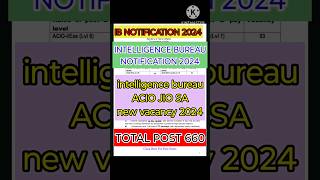 IB notification 2024  Intelligence bureau ACIO JIO SA vacancy 2024 ytshortviraltrending [upl. by Rucker]