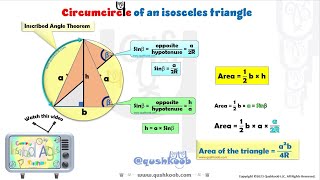 Isosceles triangle inscribed in circle incircle circumcircle inradius of an isosceles triangle [upl. by Cristy719]