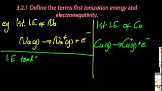 321 Define 1st IE and Electronegativity IB Chemistry SL [upl. by Helmer]