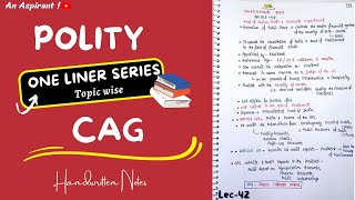 CAG  One Liners Topic wise  Indian Polity  Lec42  An Aspirant [upl. by Brandes]