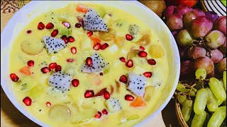 Fruit custard recipe custard fruit recipe Quick Dessert summer special fruits salad [upl. by Shanda]