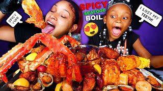 2X SPICY KING CRAB SEAFOOD BOIL MUKBANG WITH MY DAUGHTER LAYLA 먹방  QUEEN BEAST [upl. by Adele]