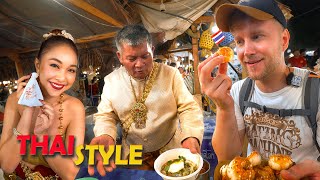 This is THAI Style  REAL Street Food Tour in Thailand  Loy Krathong in Sukhothai [upl. by Jonathon310]