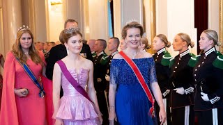 Queen Mathilde amp Crown Princess Elisabeth Of Belgium Attends Princess Ingrid Gala Dinner in Norway [upl. by Philipp]