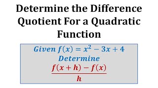 Ex 2 The Difference Quotient Quadratic Function [upl. by Anirdna222]