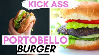 PORTOBELLO MUSHROOM BURGER  Healthy veggie burger  How to cook mushrooms [upl. by Ynnij619]