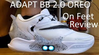 Nike Adapt BB 20 OREO Review and On Feet AKA WHITE CEMENT IN HAND [upl. by Dewain]