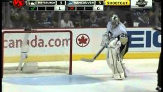 Pittsburgh Penguins  Vancouver Canucks Shootout 100611 [upl. by Sakhuja]