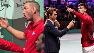 Djokovics Coach Got Furious and Jumped in to Protect Djokovic from Uncivilized Audience  Davis Cup [upl. by Eberta]