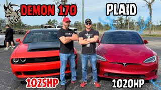 Demon 170 vs Plaid Quarter Mile Shootout RacerX vs Dragtimes [upl. by Yunick]