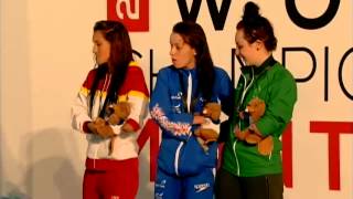 Swimming  womens 100m butterfly S9 medal ceremony  2013 IPC Swimming World Championships Montreal [upl. by Eliathan]