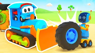 Leo the truck is assembling a dump truck at a junkyard Cars and trucks amp Car cartoons for kids [upl. by Argyres]