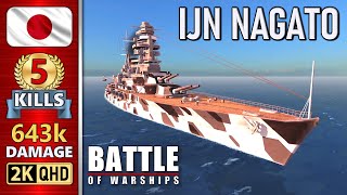 BATTLE OF WARSHIPS ⚓ NAGATO  5 KILLS  643k DAMAGE 💥 [upl. by Nilesoj]