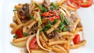 VIETNAMESE STYLE PASTA  Nui Xào Bò  Helens Recipes [upl. by Atselec94]