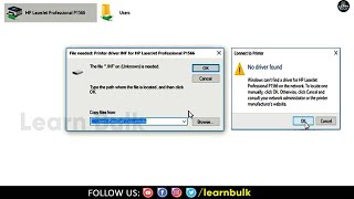 The file inf on unknown is needed for any printer driver Window 1011  Learn Bulk [upl. by Adiv134]