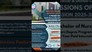 Multan college of nursing admission open for session 20252028 [upl. by Ynohtnanhoj]