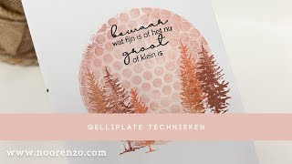 Kerstkaarten maken op een ronde gelliplate met Harmony inkten [upl. by Ateiluj141]